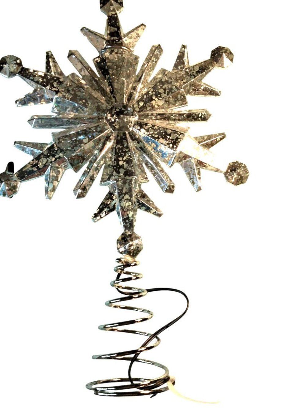 Snowflake Tree Topper Silver Star Christmas Decor NO Light
